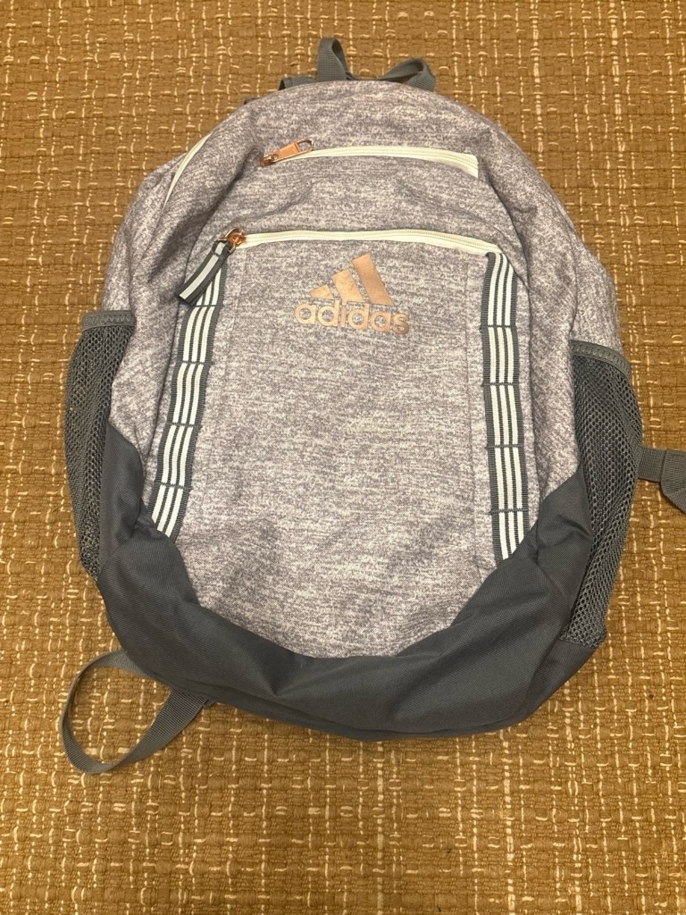 adidas Heather Gray and Rose Gold Accent Backpack